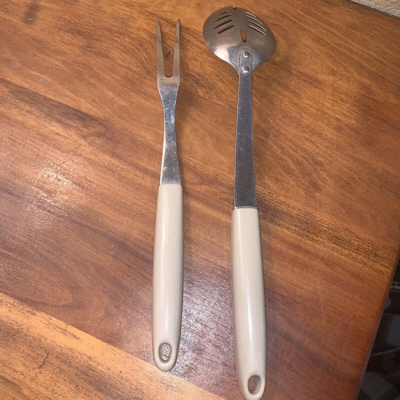 VTG Flint Arrowhead Harvest Wheat Stainless Steel Slotted Spoon & Two Prong Fork - Picture 3 of 5